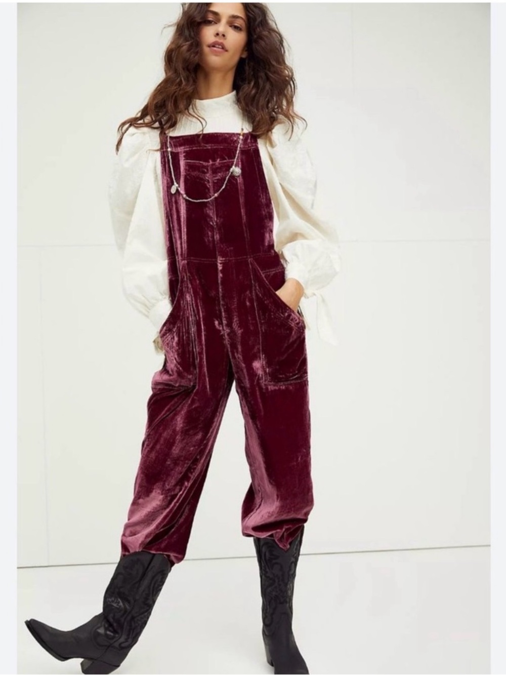 NWT Free People Velvet Overall Jumpsuit - Picture 6 of 6